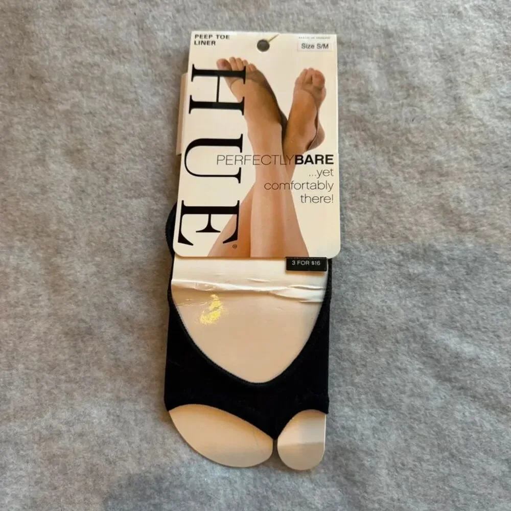 Hue peep to liner socks black women s/m